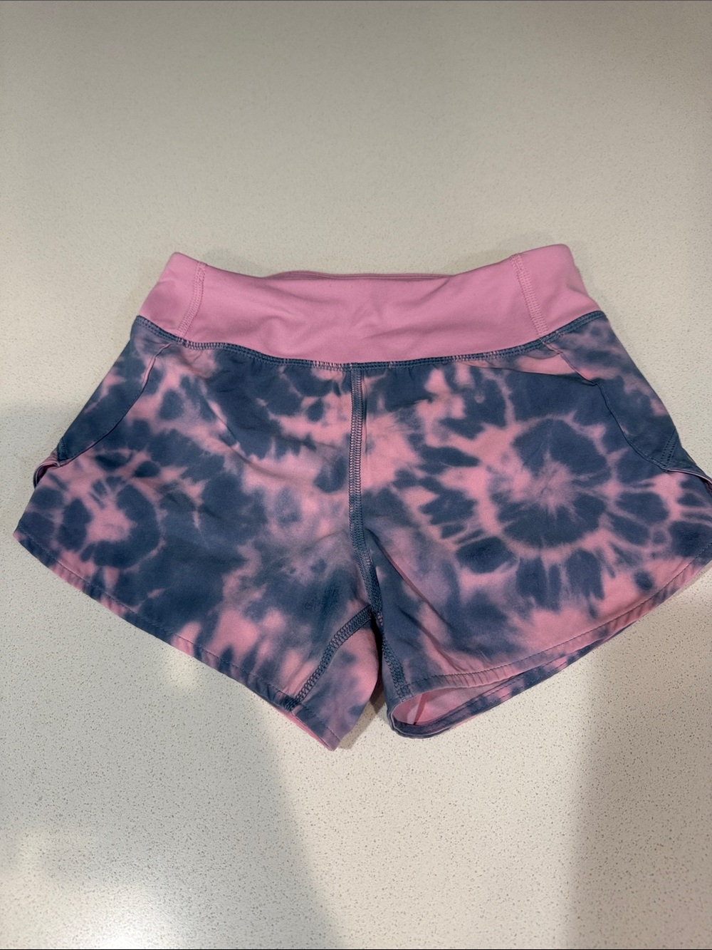 Athleta Pink and Navy Tie-Dye Girls' Athletic Shorts